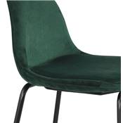 Tabouret snack mi-hauteur style baroque 'Tekno Mini' en velours vert 4 pieds métal noir dossier haut