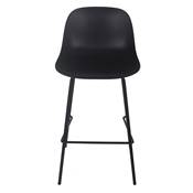 Tabouret de bar intérieur/extérieur 'POOL' noir 4 pieds et repose pieds en métal noir dossier haut