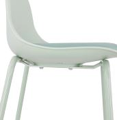 Tabouret de bar moderne 'Tekno' vert clair avec 4 pieds en métal vert et dossier haut
