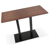 Table de bar haute design 'Tvillin Black XL' noyer double pied central en métal noir – 180 x 90 cm