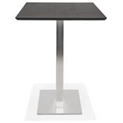 Table de bar haute design 'Tvillin XL' bois noir double pied central en métal brossé – 180 x 90 cm