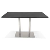 Table de bar haute design 'Tvillin XL' bois noir double pied central en métal brossé – 180 x 90 cm