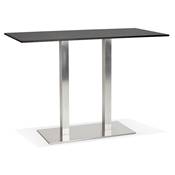 Table de bar Mange-debout 'Tvillin BAR' bois blanc double pied central métal brossé - 160 x 80 cm