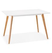 Table à dîner / bureau droit scandinave 'Bolnäss Small' plateau en bois blanc 4 pieds en bois naturel – 120 x 80 cm