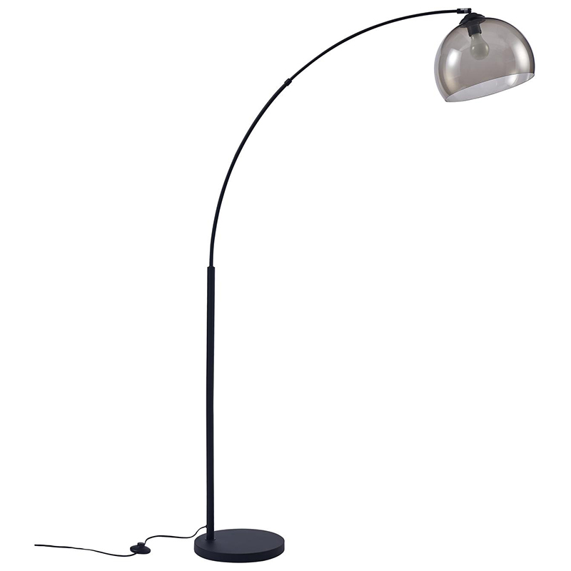 Lampadaire design 'Arc' abat jour en acrylique gris et structure et socle en métal noir mat