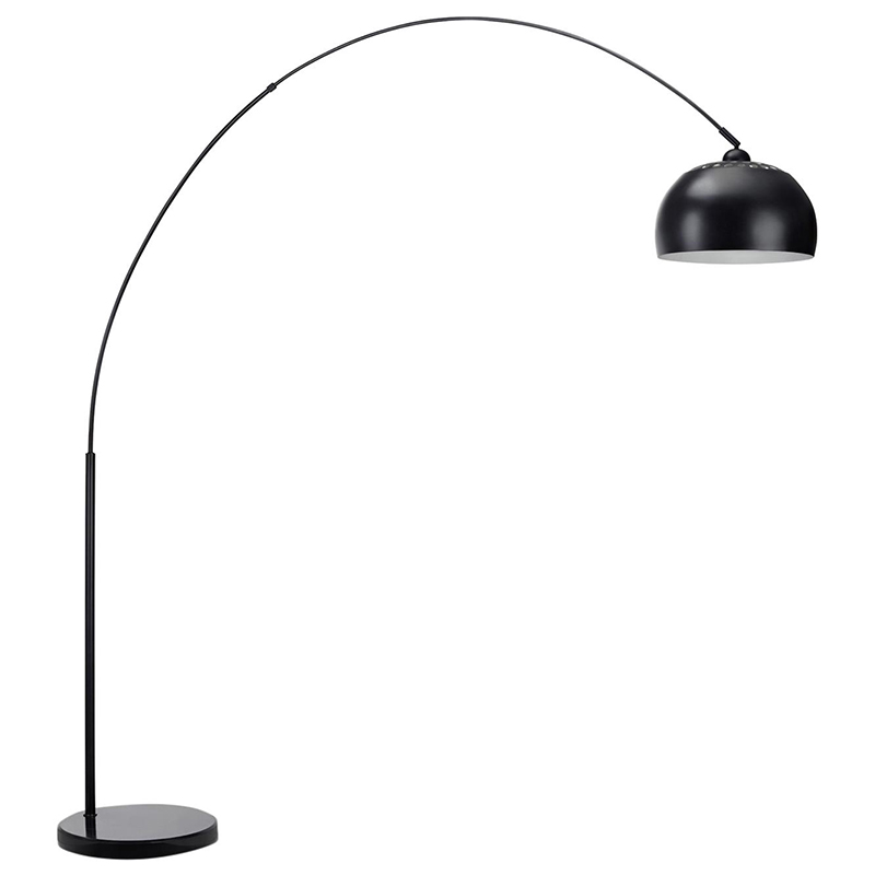 Lampadaire design 'Arc XL' abat jour, structure et socle en métal noir