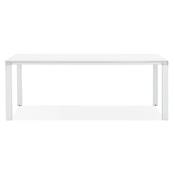 Grand bureau de direction droit 'AFER XL' bois blanc 4 pieds métal blanc et chromé – 200 x 100 cm