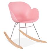 Chaise à bascule design à accoudoirs 'Gungstöl' rose pieds en bois et métal chromé