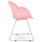 Chaise design à accoudoirs 'Lotusjärn' rose pieds tréteaux en métal chromé