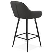 Tabouret de snack mi-hauteur design 'Konfort Mini' gris 4 pieds repose pieds acier noir dossier haut