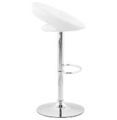 Tabouret de bar réglable design 'Kendo' pivotant blanc pied et repose pieds métal chromé dossier bas