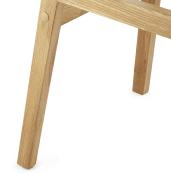 Tabouret de bar design scandinave 'Topo' gris avec 4 pieds en bois naturel et dossier haut