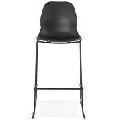 Tabouret de bar empilable design 'Great' noir 4 pieds en métal noir dossier haut