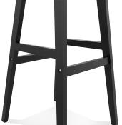 Tabouret de bar design scandinave 'Topo Black Edition' noir 4 pieds en bois noir et dossier haut