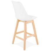 Tabouret de snack mi-hauteur design scandinave 'Chairman Mini' blanc 4 pieds bois dossier haut