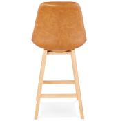 Tabouret de snack mi-hauteur scandinave 'Chairman Mini' marron 4 pieds en bois et dossier haut