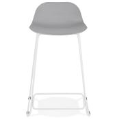 Tabouret de snack mi-hauteur 'Steel Mini' gris pieds tréteaux repose pieds métal blanc dossier bas