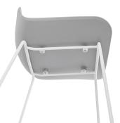 Tabouret de snack mi-hauteur 'Steel Mini' gris pieds tréteaux repose pieds métal blanc dossier bas