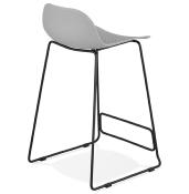 Tabouret de snack mi-hauteur 'Steelblack Mini' gris repose pieds tréteaux métal noir dossier bas