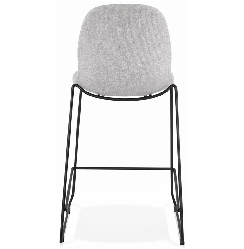 Tabouret de snack mi-hauteur empilable 'Verk Mini' tissu gris clair 4 pieds métal noir dossier haut