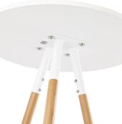 Table de bar haute scandinave ronde 'Syö' bois blanc 3 pieds en bois naturel et métal chromé