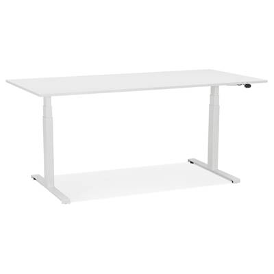 Bureau design assis-debout électrique 'SEMPLICE' blanc en bois pieds en métal blanc - 160 x 80 cm
