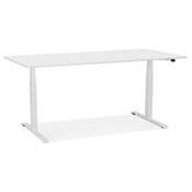 Bureau design assis-debout électrique 'SEMPLICE' blanc en bois pieds en métal blanc - 160 x 80 cm