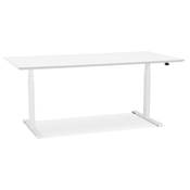 Bureau design assis-debout électrique 'TECH' blanc en bois pieds en métal blanc - 180 x 90 cm