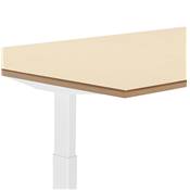 Bureau design assis-debout électrique 'SMALL TECH' en bois naturel pieds métal blanc - 150 x 70 cm