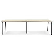 Double bureau bench / table de réunion 'INCONTRO DUE' en bois pieds en métal noir - 280 x 140 cm