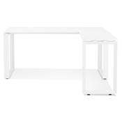 Bureau d'angle design 'MEET L' plateau en bois blanc avec pieds en métal blanc - 160 cm