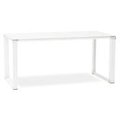 Petit Bureau de direction 'SMALL GLASSTOP' en verre blanc pieds métal blanc et chromé – 140 x 70 cm