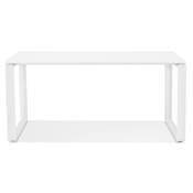 Bureau droit design 'MEET SMALL' plateau en bois blanc avec pieds en métal blanc - 160 x 80 cm