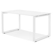 Petit bureau droit design 'MEET MINI' plateau en bois blanc avec pieds en métal blanc - 120 x 60 cm