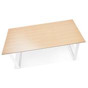 Bureau droit design 'SMART' plateau en bois naturel avec pieds en métal blanc - 180 x 90 cm