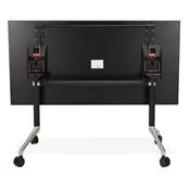 Bureau droit / table travail pliante design 'ARCHI MINI' bois noir pieds métal noir - 140 x 70 cm