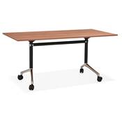Bureau droit / table de travail pliante design 'ARCHI' en noyer pieds en métal noir - 160 x 80 cm