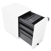 Caisson de bureau / table de chevet design à roulettes 'PRATIK' en métal blanc