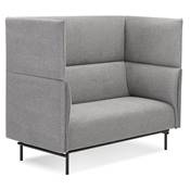 Canapé acoustique 2 places design dossier haut 'INTIME' en tissu gris clair 4 pieds en métal noir