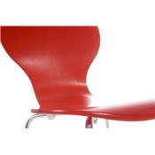 Chaise design 'Funny' en bois rouge avec 4 pieds en métal chromé