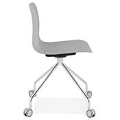 Chaise de bureau à roulettes design 'Hjül' grise avec pied en métal chromé