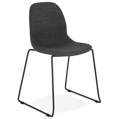 Chaise design empilable 'Teknik Black' en tissu gris foncé pieds tréteaux en métal noir