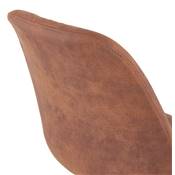 Chaise design 'Firenza' en microfibre marron avec 4 pieds en bois naturel