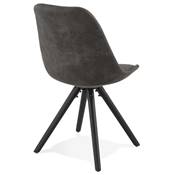 Chaise design 'Black Firenza' en microfibre grise avec 4 pieds en bois noir