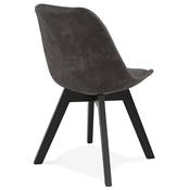Chaise design 'Black Milano' en microfibre grise avec 4 pieds en bois noir