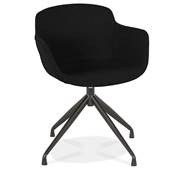 Chaise design à accoudoirs 'TICKY' en tissu noir avec 4 pied en métal noir