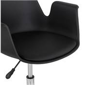 Chaise de bureau à roulettes design à accoudoirs 'KUTE' noire pieds en métal chromé