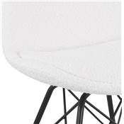Chaise design de style baroque 'GORD' en tissu bouclé blanc avec 4 pieds en métal noir