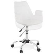 Chaise de bureau à roulettes design à accoudoirs 'KUTE' blanche pieds en métal chromé