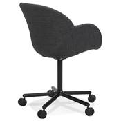 Chaise de bureau à accoudoirs design à roulettes dossier bas 'MINISTRY' tissu gris pieds métal noir
